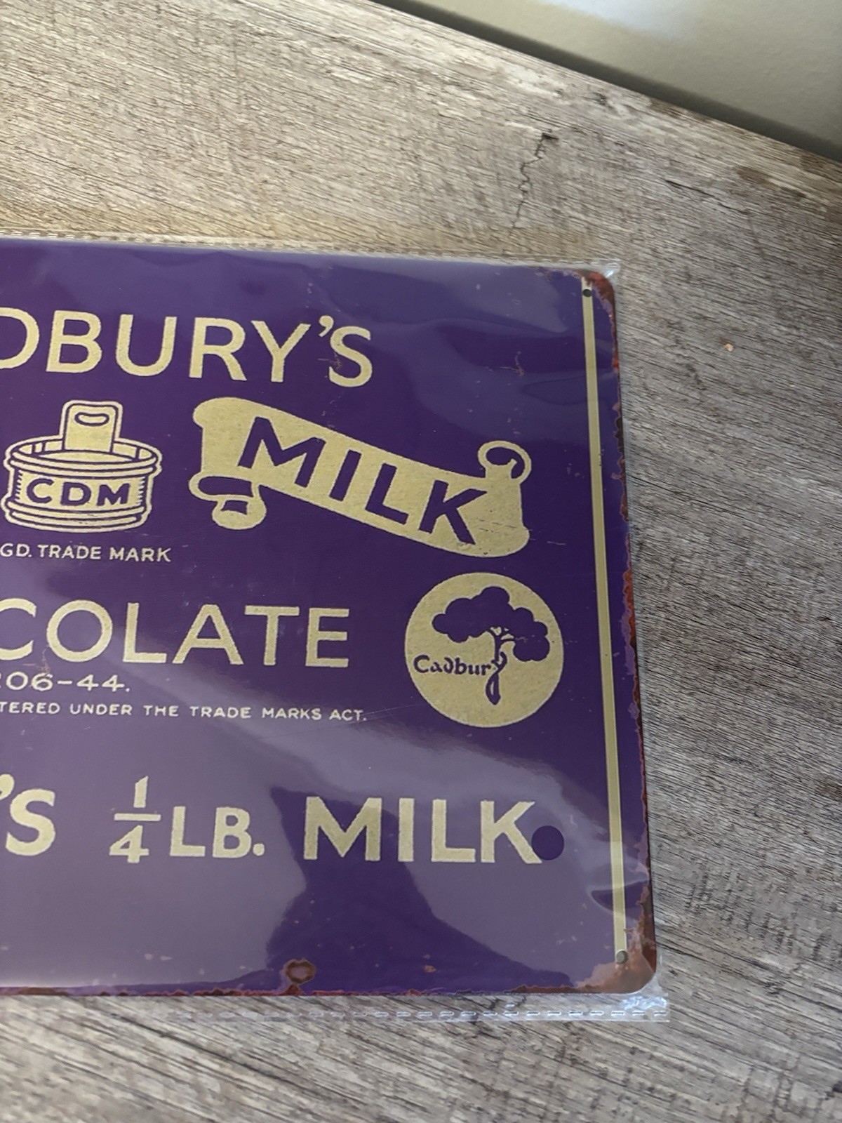 Vintage Cadbury’s Dairy Milk Chocolate Tin Advertising Sign