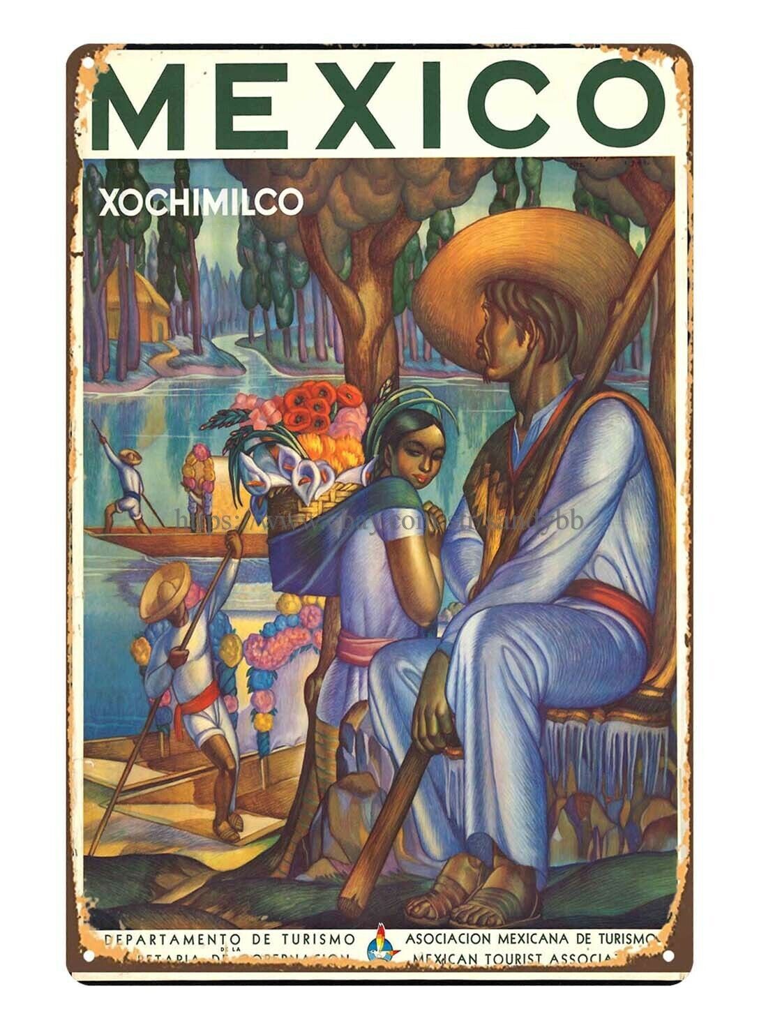 Mexico Travel Poster metal tin sign rectangular metal wall decor
