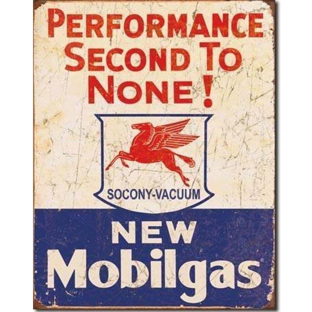 Pegasus Mobilgas Second To None Metal Tin Sign Man Cave 40.5×31.5 Genuine USA