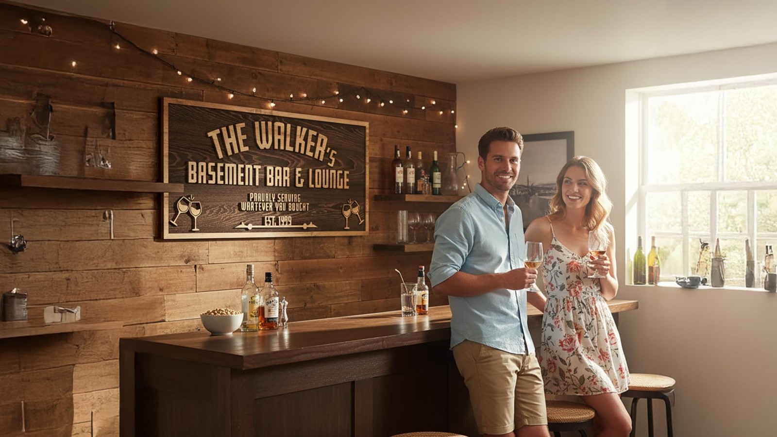 Custom Personalized Backyard Basement Home Bar Grill and Lounge Signs
