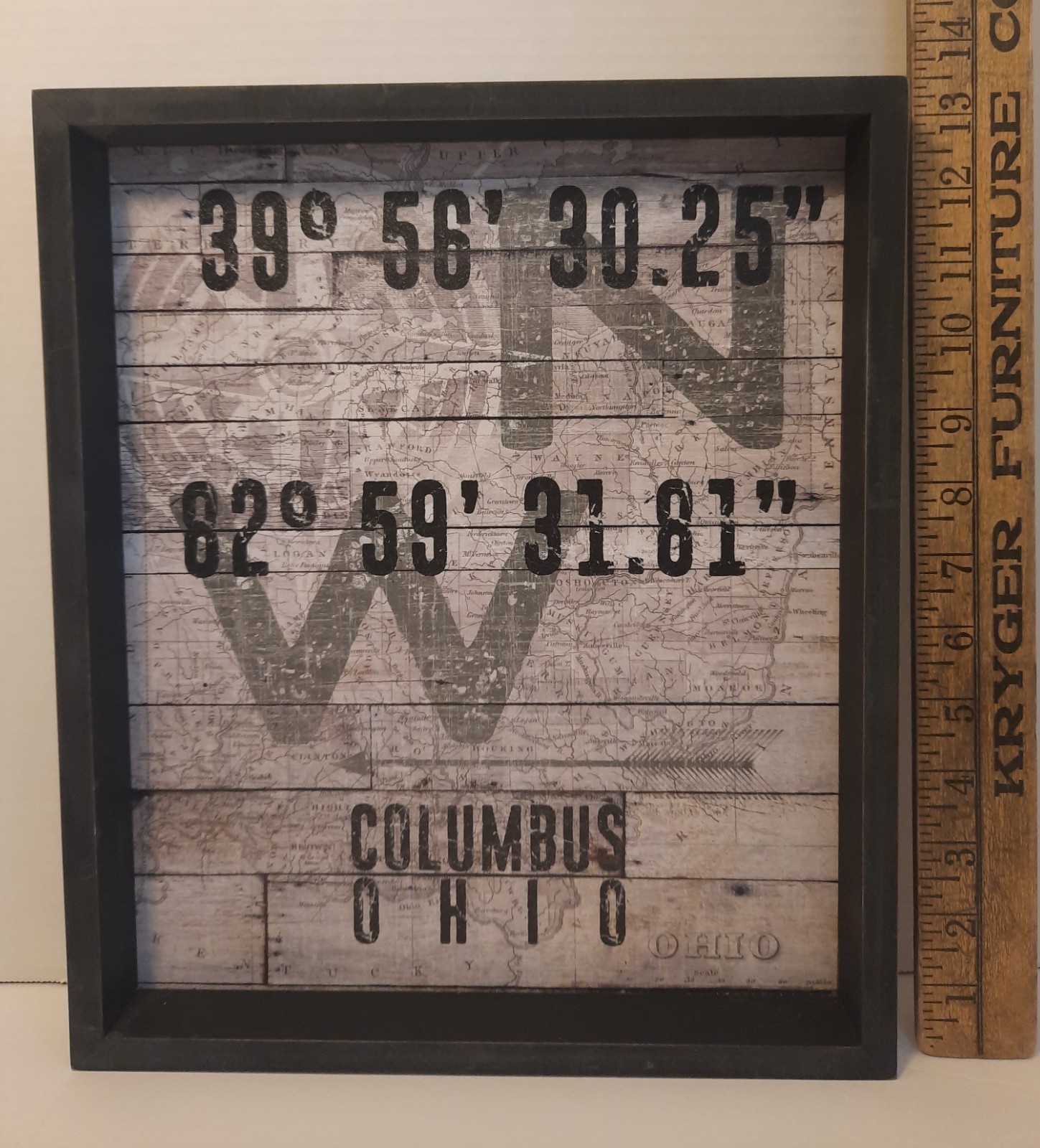 Cincinnati Ohio Coordinates Framed Picture Artwork Wedding Housewarming Gift