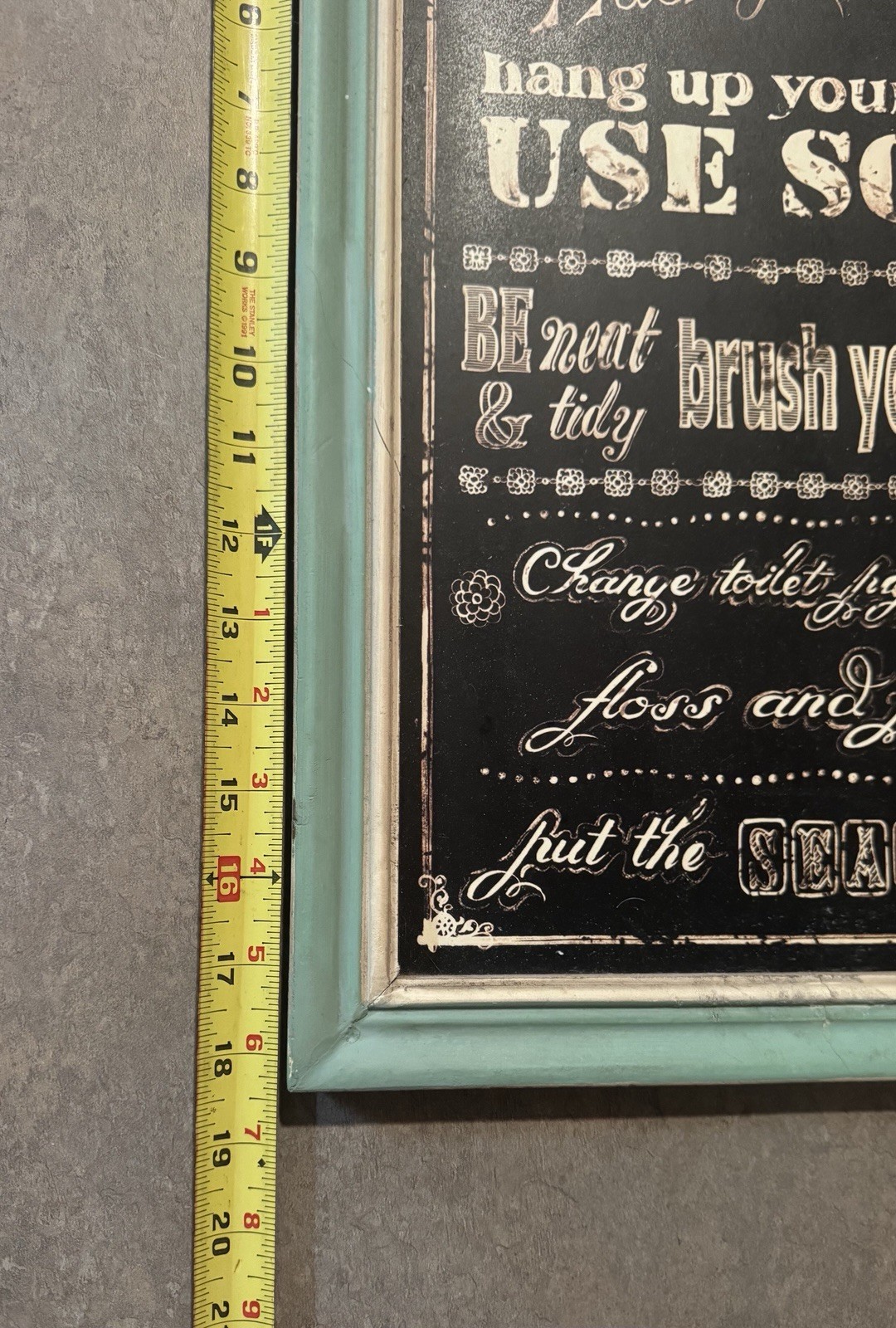 Vintage Bathroom Rules Wall Art 18″x12″ Bathroom Decor Teal And Black