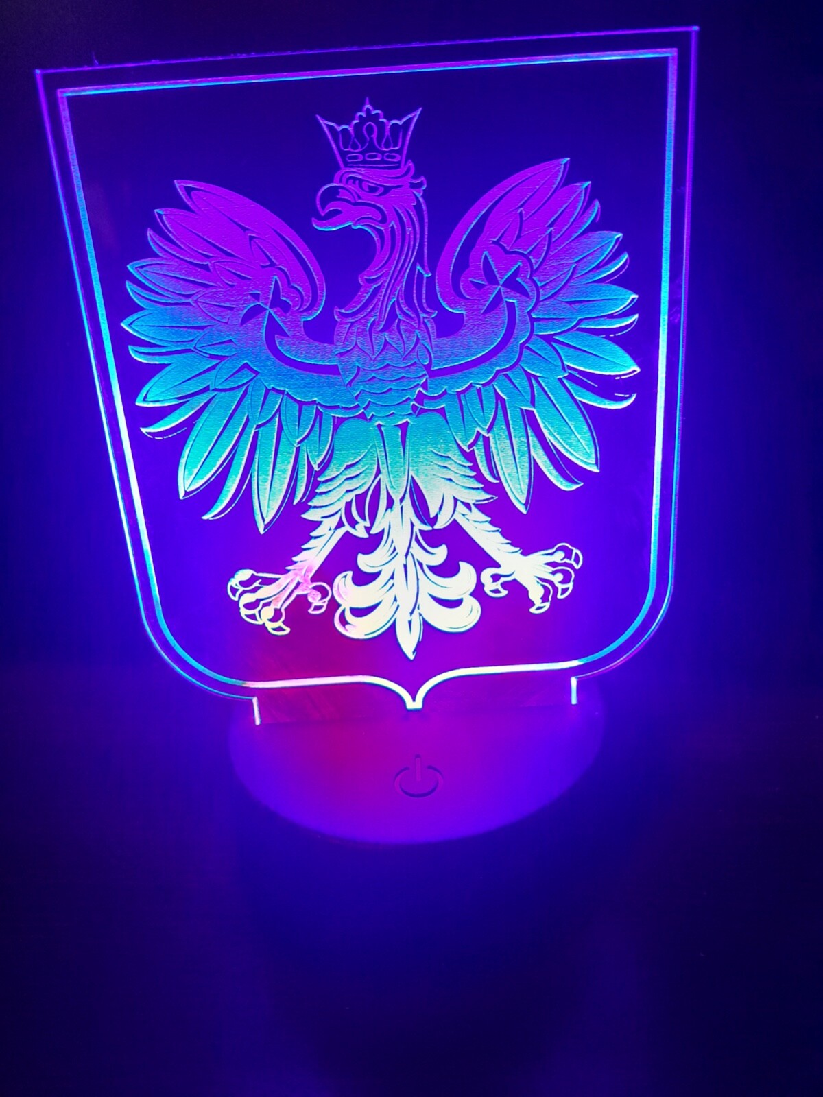 Edge Lit Tabletop Sign, Multi-Colored LED, Night Light Poiand Coat of Arms