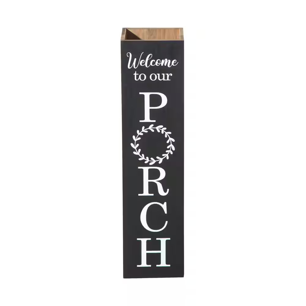 30 In. H Black Double Sided Wooden Boxed “Welcome Porch” Porch Sign