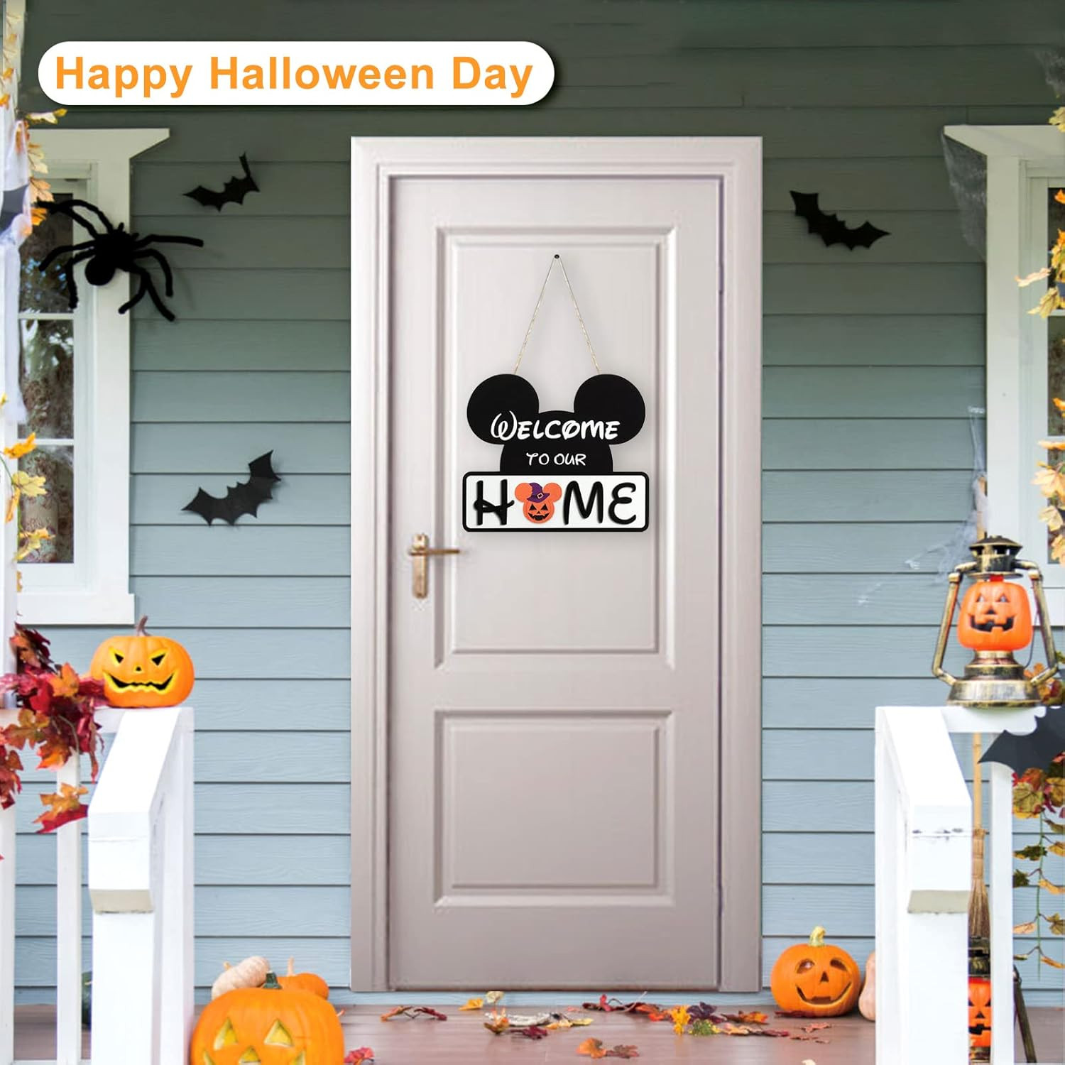 Cute Mouse Interchangeable Seasonal Welcome Door Sign for Front Door Decor, Inte