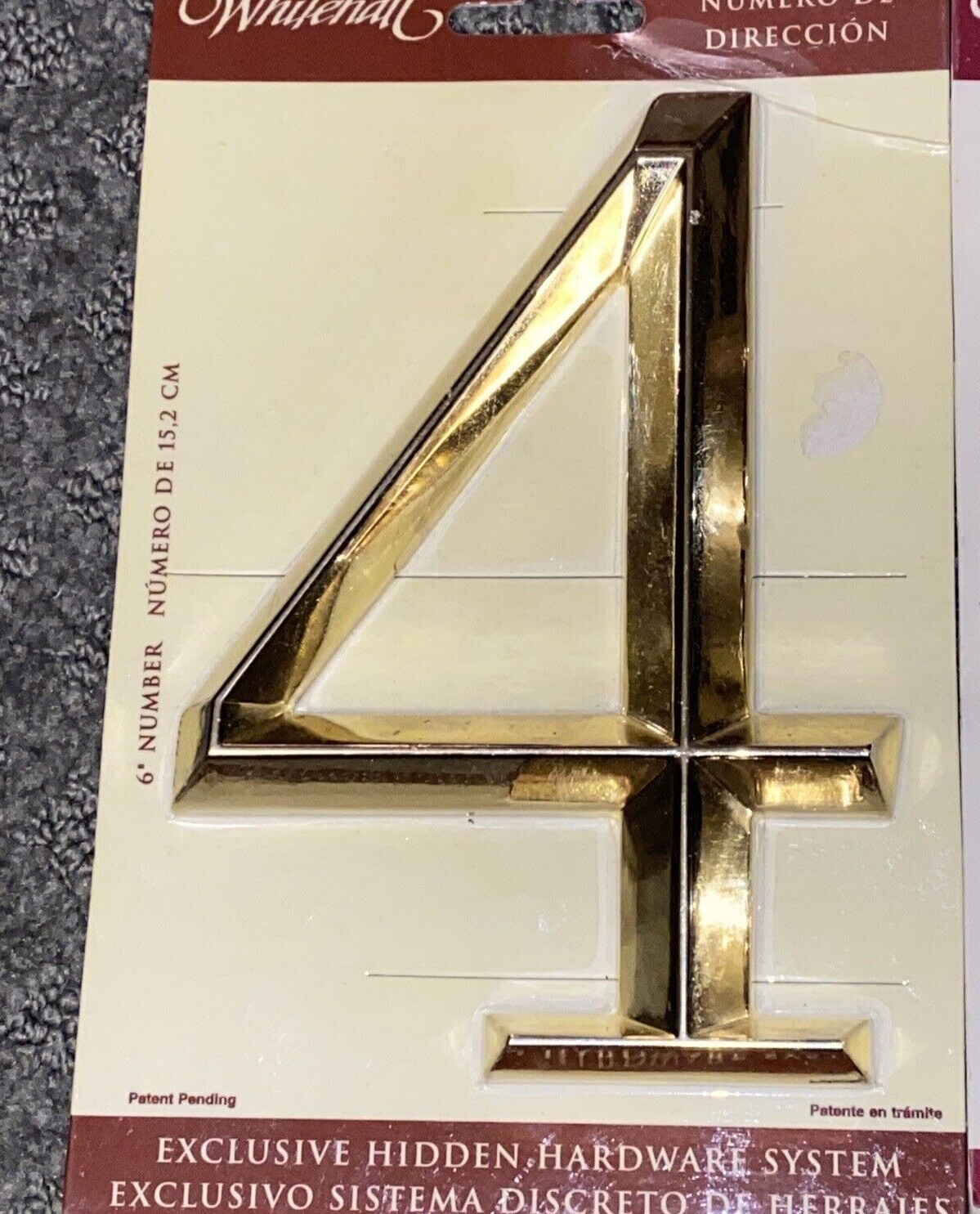 NEW Whitehall Polished Brass 6″ Inch House Numbers 4 four or 8 eight