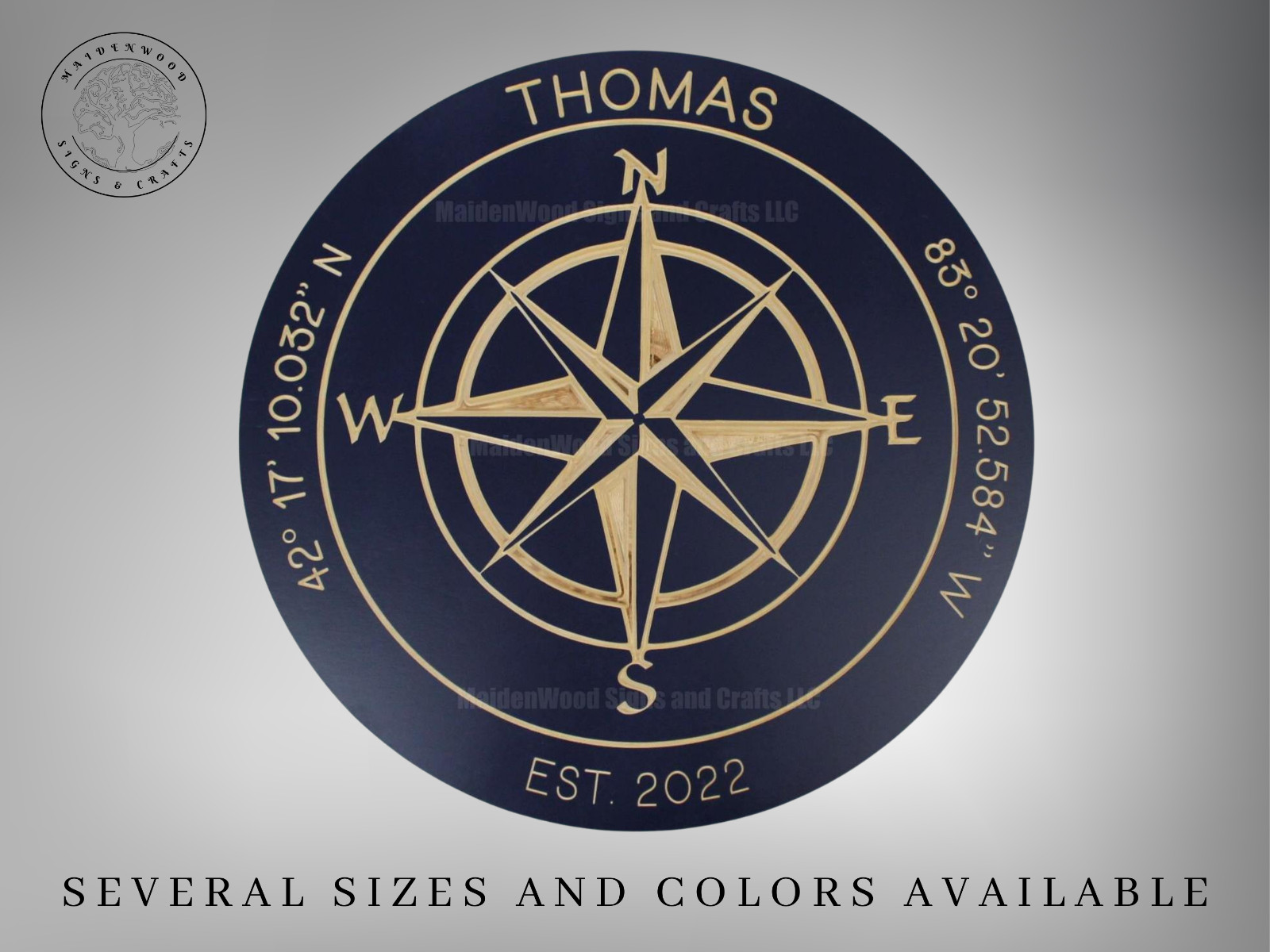 Custom Last Name Established Sign with Latitude and Longitude GPS Address Home