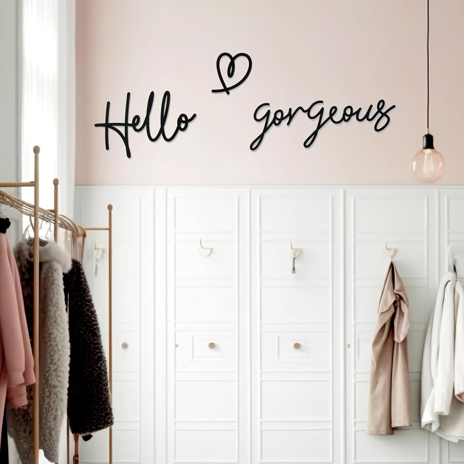 Hello Gorgeous Heart Sign Wall Decor Black Metal Wall Decor Modern Hello Gorgeou