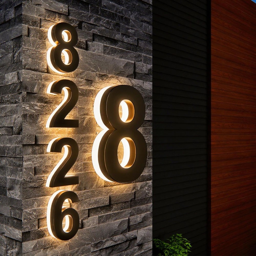 LED House Number Light Metal Illuminated House Sign Address Sign Home Door Sign