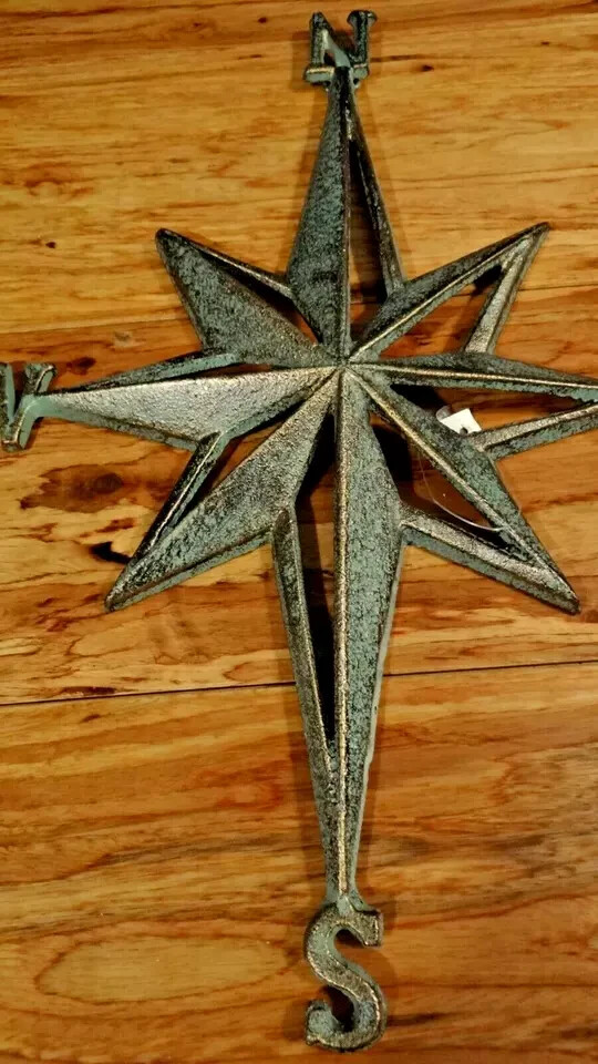Changes In Latitudes Vintage Patina Wall Rose Compass Nautical 14″ North So Ea W