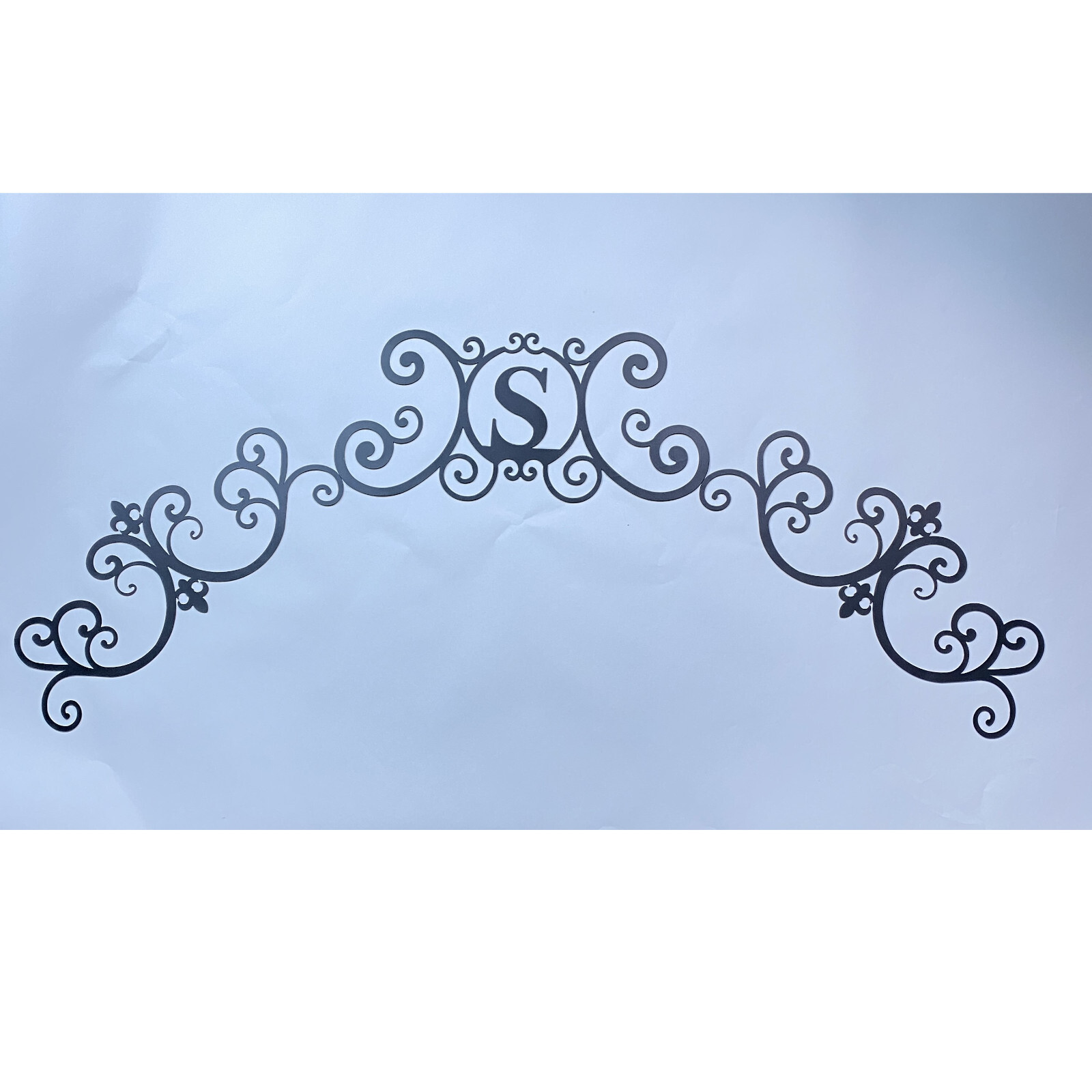 Wrought Iron Metal Scrolled Door Wall Decoration Plaque Art 24 x 9.5 inch 2mm