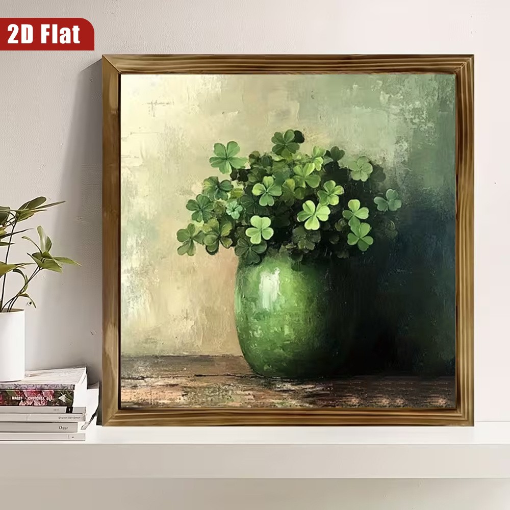 Irish Wooden Plaque Green Vase with Shamrocks St. Patrick’s Day Farmhouse Decor