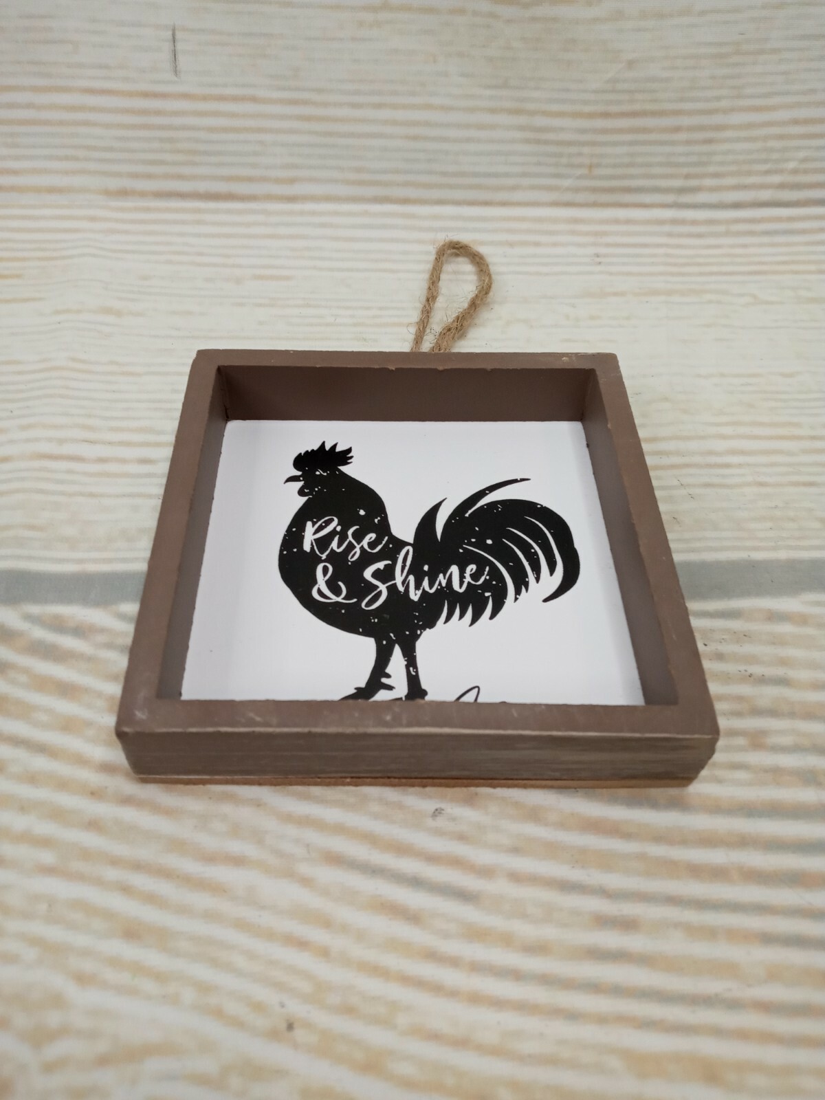 New! “Rise and Shine” Rooster Frame Sign Table Decor Farmhouse Chicken Hen Eggs