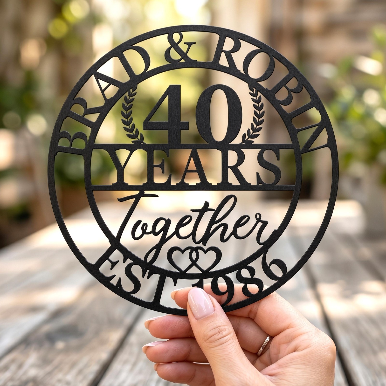 Custom Ruby Anniversary Metal Sign, Personalized Wedding Gift, Couple Wall Art