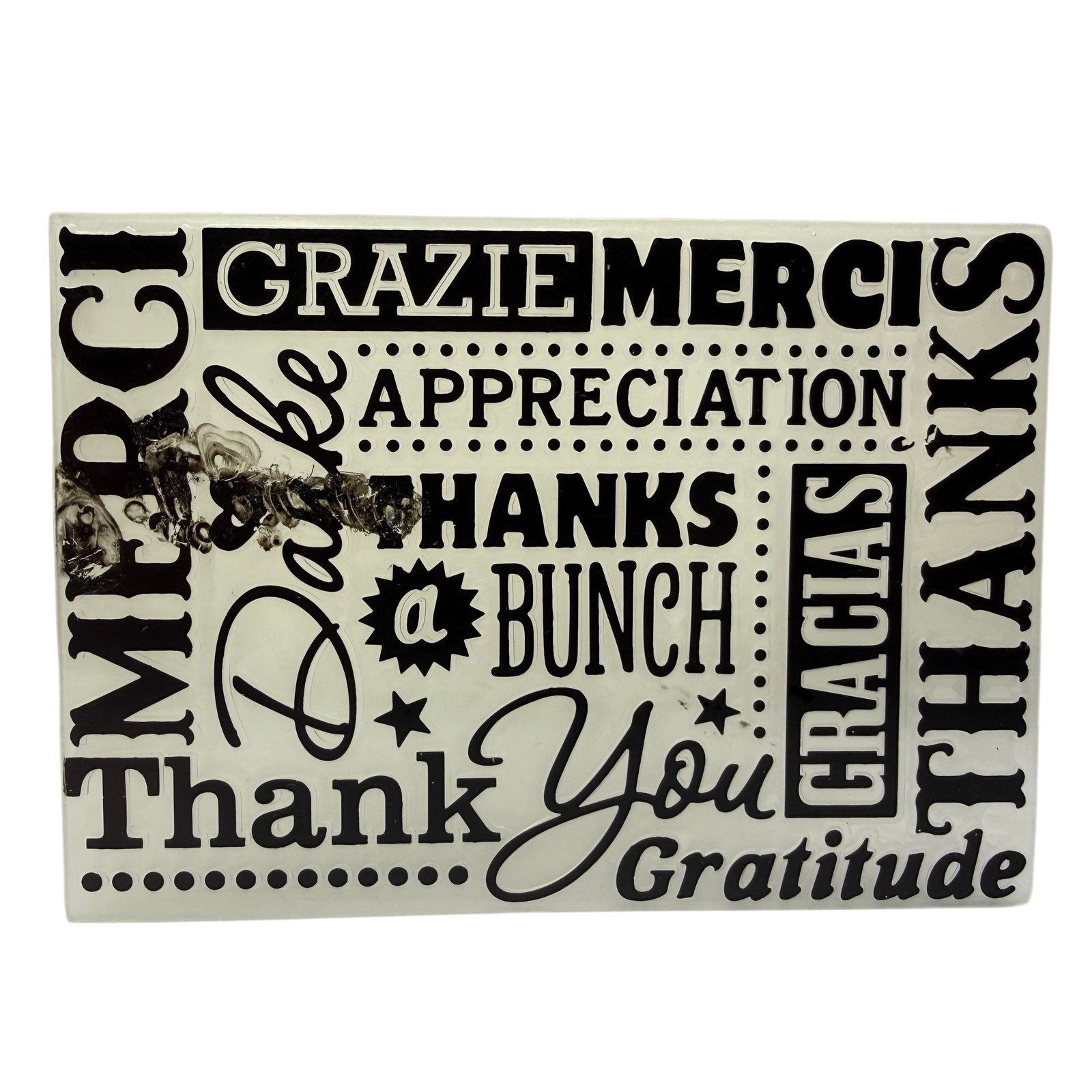 Thank You Gratitude Appreciation Sign Plaque Black White Multilingual Home Decor