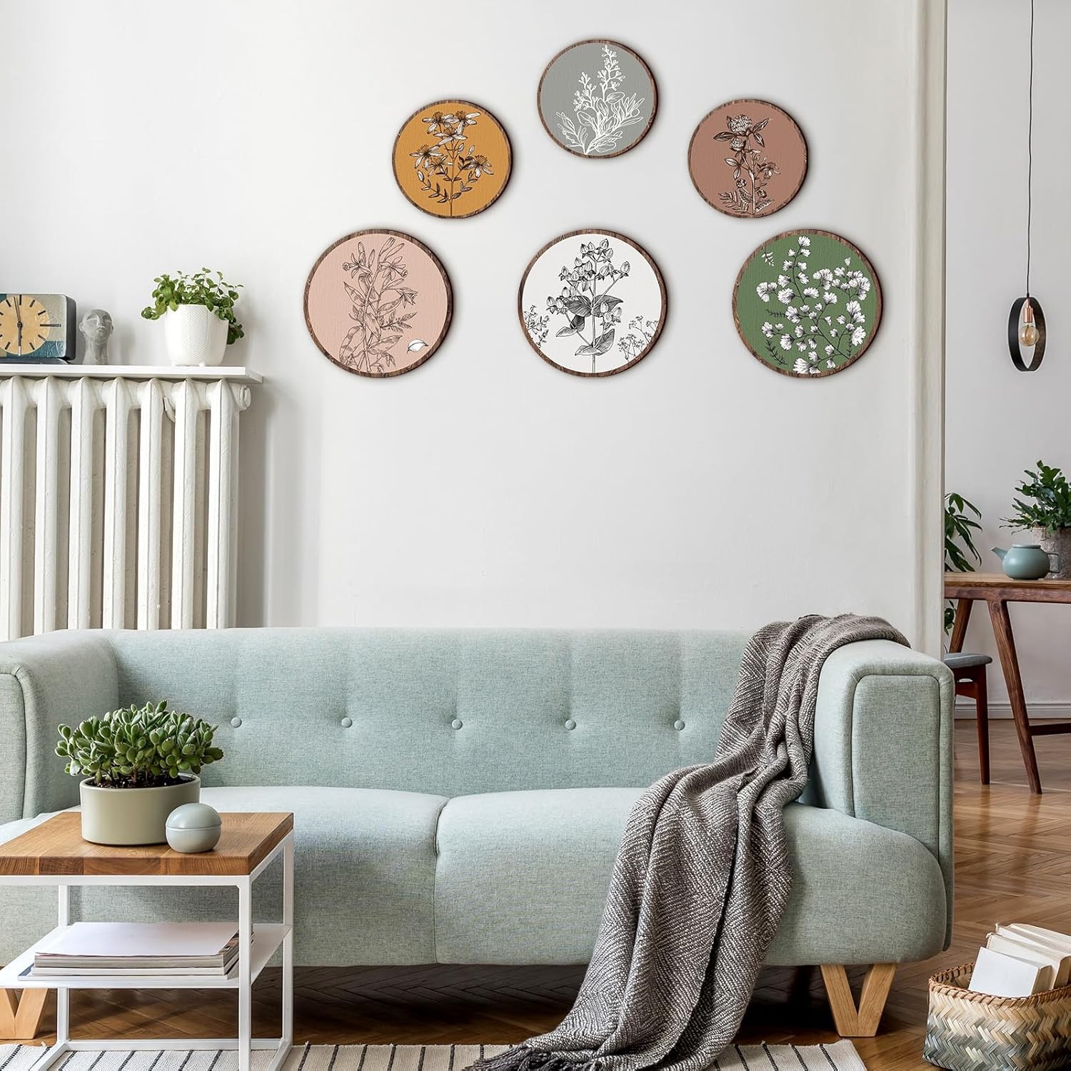 Boho Botanical Wooden Wall Art Rustic Farmhouse Plant Hanging For Living Room