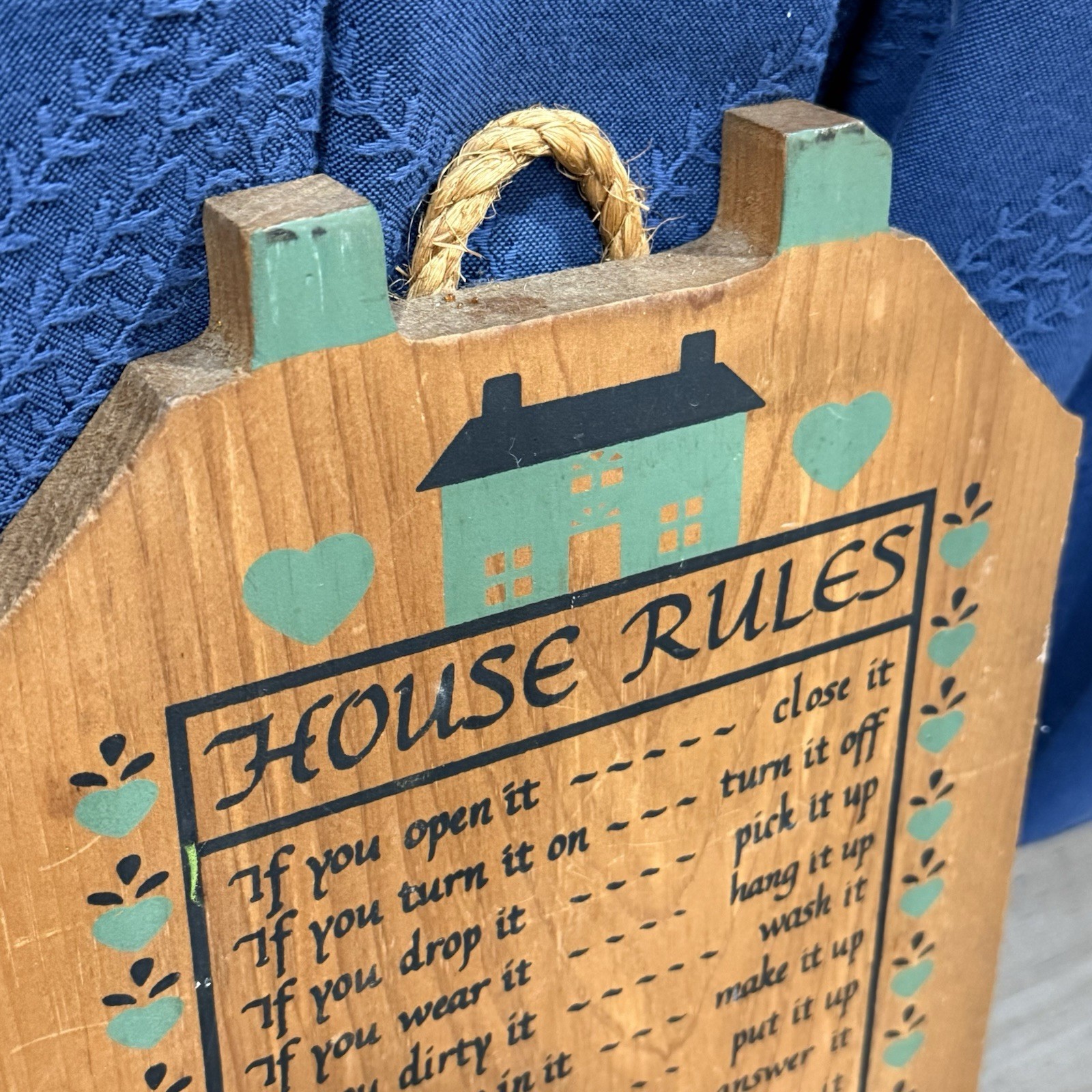 Vintage Farmhouse House Rules Wooden Wall Hanging Decor Country Cottage Core
