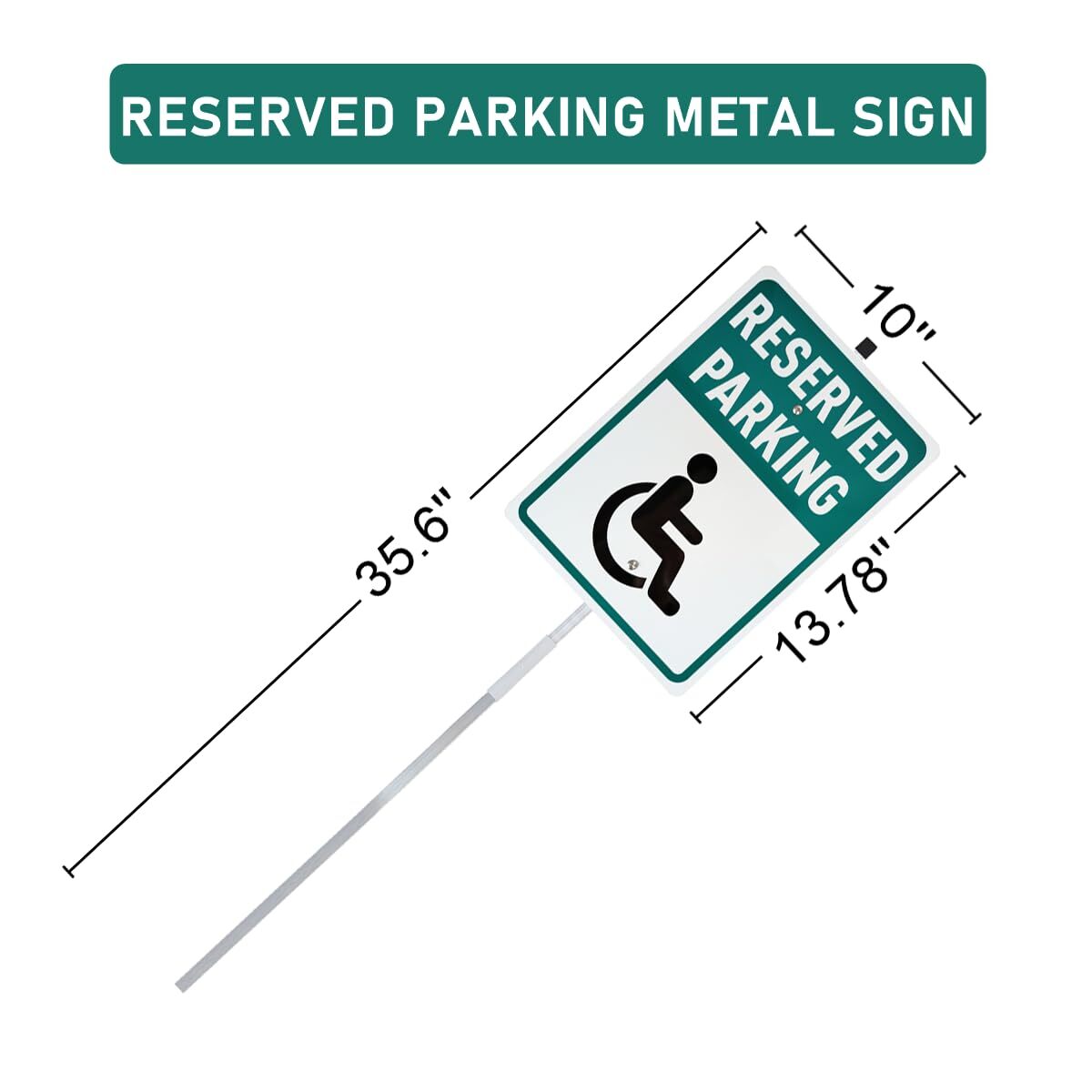 2 Pcs 14×10″ Reserved Handicap Parking Yard Sign with Stake Reflective