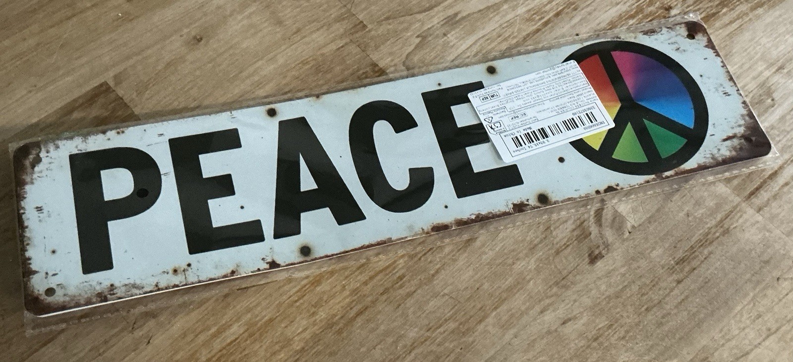 “PEACE” METAL SIGN DISTRESSED/RUSTIC HIPPIE – ANY ROOM DECOR – NEW SEALED