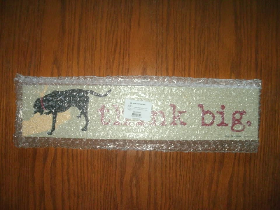 NEW Think Big Decorative Wooden Sign w/ dog & stick 16×3.5 in. green Dog Is Good