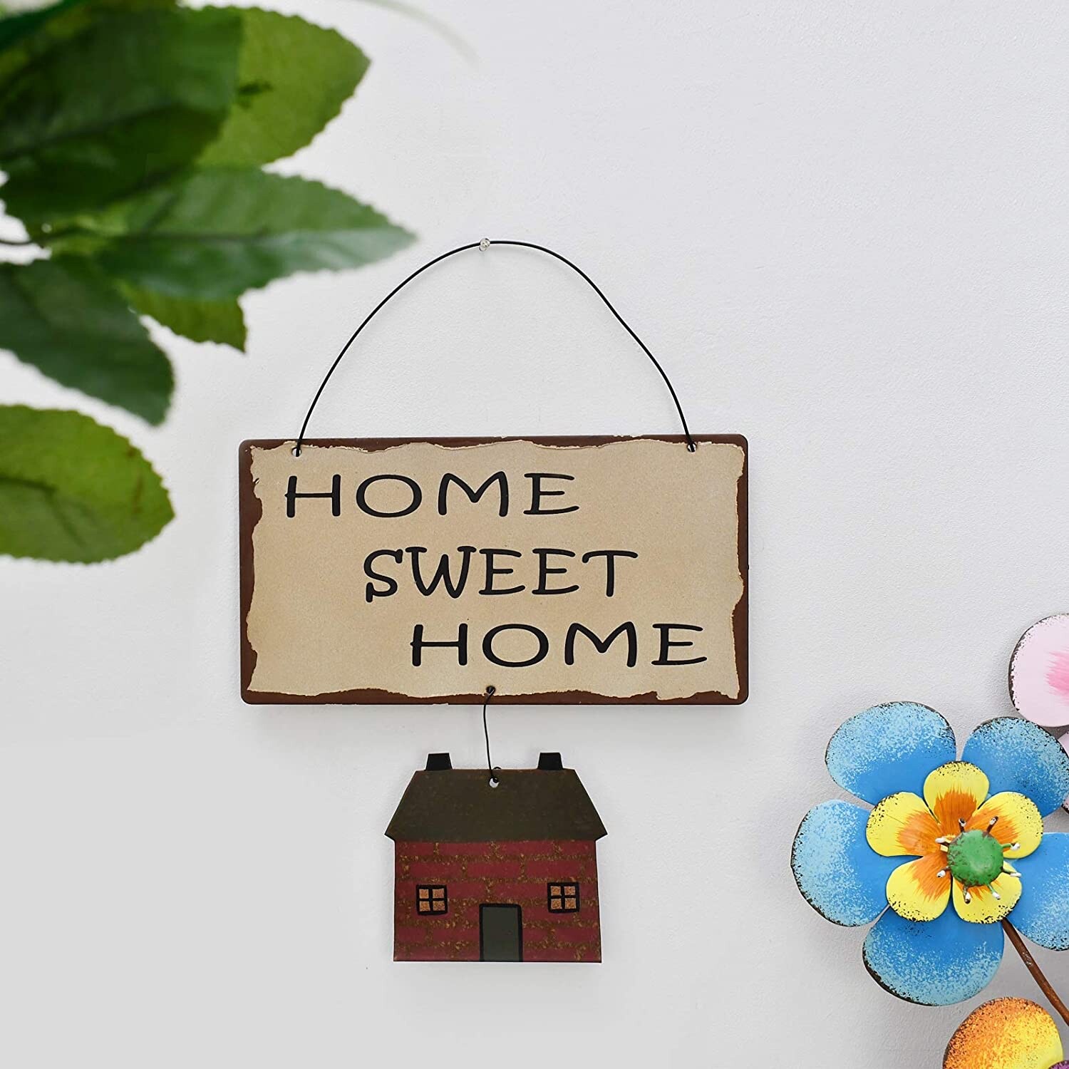 Rustic Metal Home Sweet Home Sign for Home Decor, Decorative Metal Hanging Sign