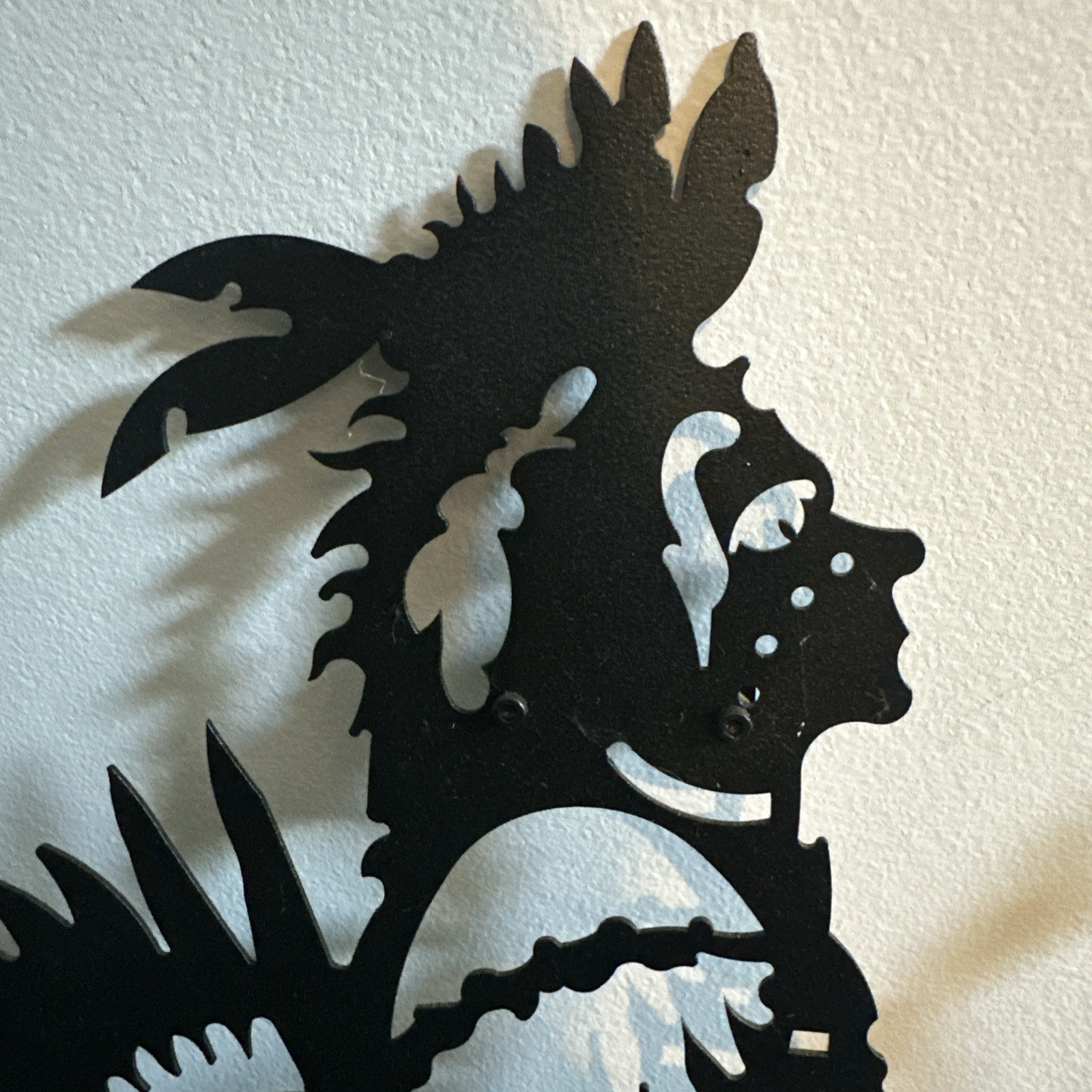 LIGHTWEIGHT BLACK METAL WALL ART DECOR..AMERICAN INDIAN DANCING 19″X12″
