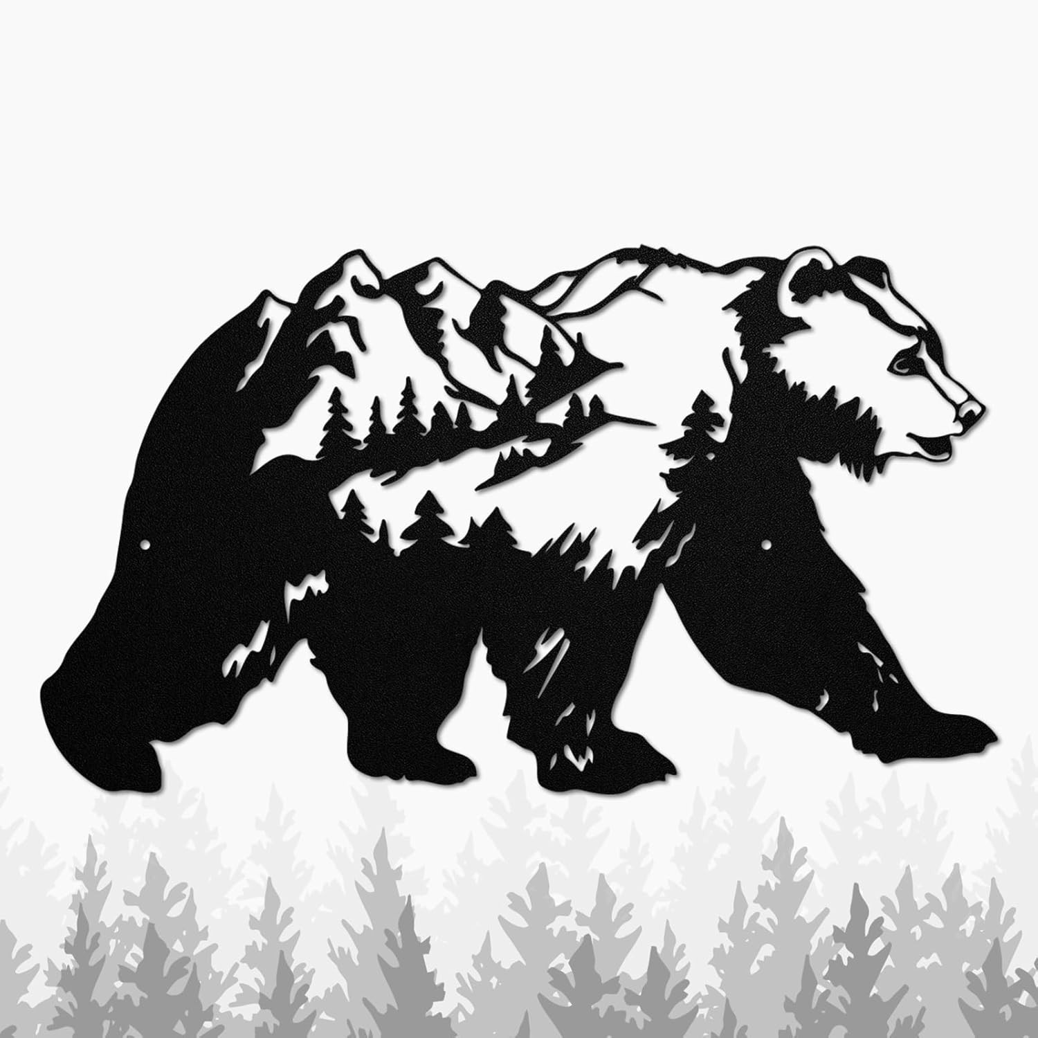 Metal Bear Wall Art Rustic Forest Wildlife Decor for Indoor Outdoor Use