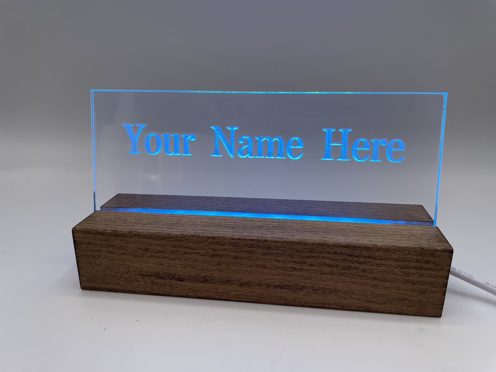 Engraved Name Plate, Personalized Business Logo . LED Acrylic.