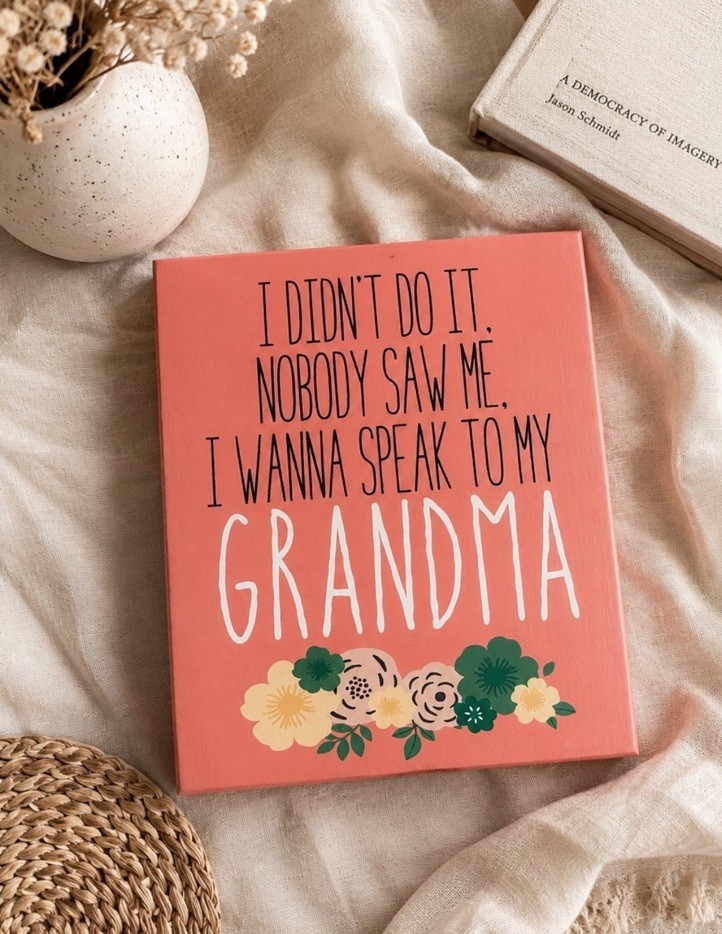 Hobby Lobby MDF Floral Grandma Freestanding Sign Pink 6×7.5 Small