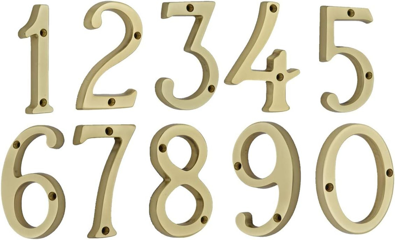 Traditional Heavy Forged Brass House Number, 6″, Polished Brass Lacquered, 1, 1