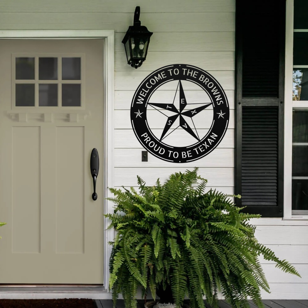 Personalized Texas Star Metal Sign Custom Name Rustic Lone Star Wall Decor