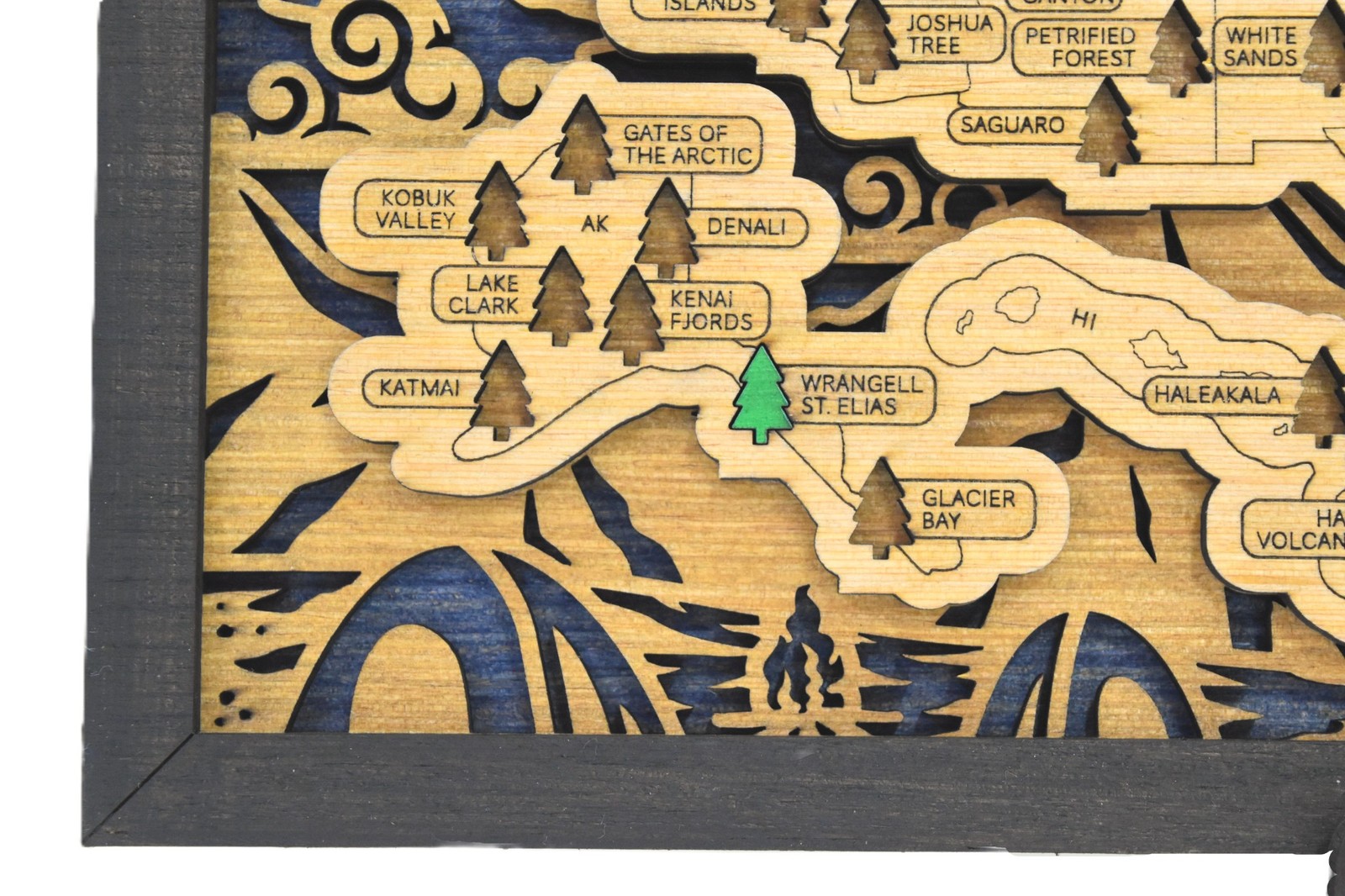 Handmade Wood National Parks Travel Map