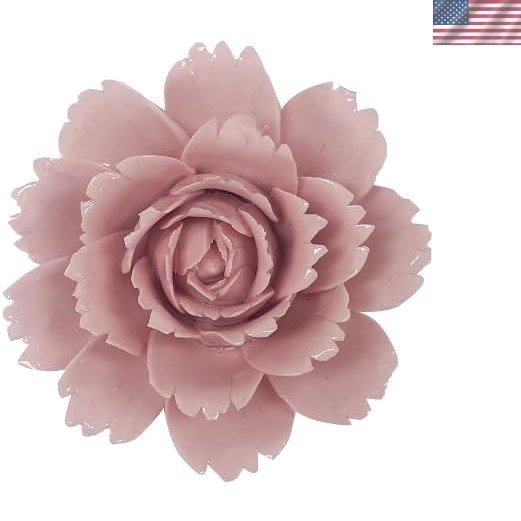 Elegant Ceramic Flower Wall Sculpture – Stunning 3D Pink Camellia Art