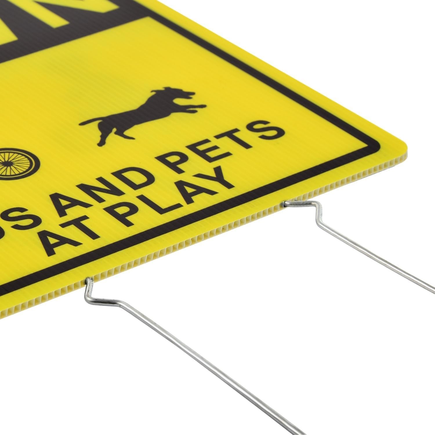 2 Pack Kids & Pets at Play Yard Signs 16×12 Metal Stakes Safety Double Sided