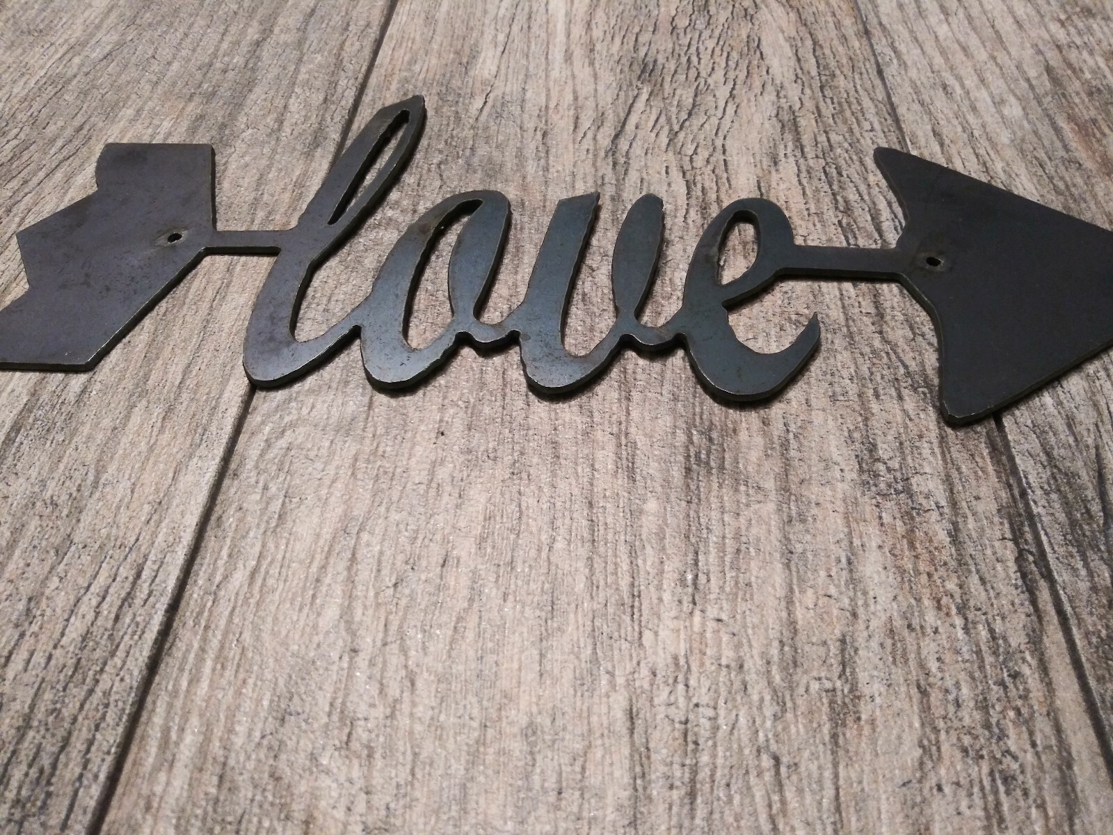 LOVE Metal Wall Art Word Quote Metal Sign Decor, Steel, ARROW Wall 11 x 4.5 in