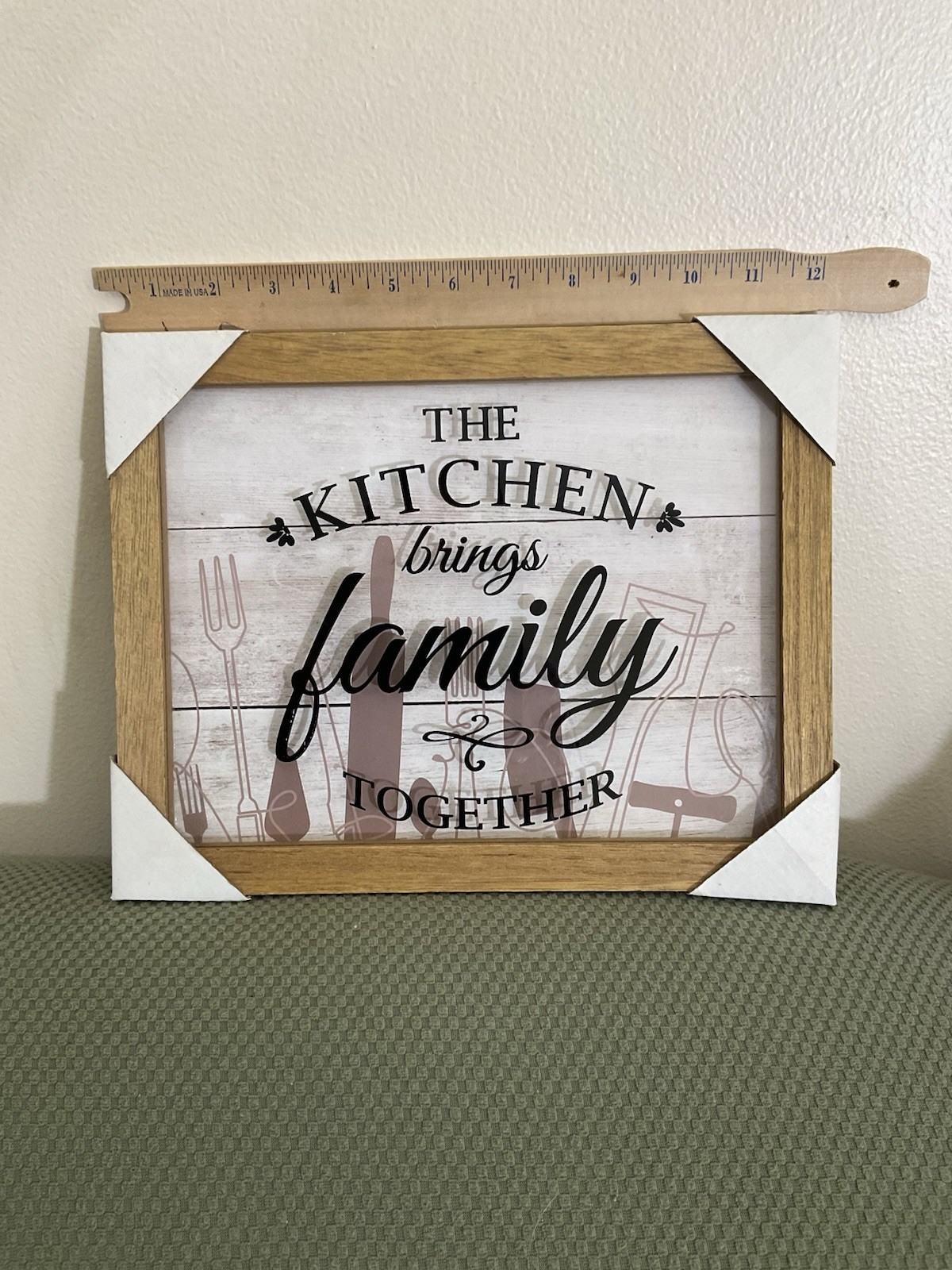 The Kitchen Brings Family Together Picture Sign 12x 9.5 Inches FARMHOUSE Rustic