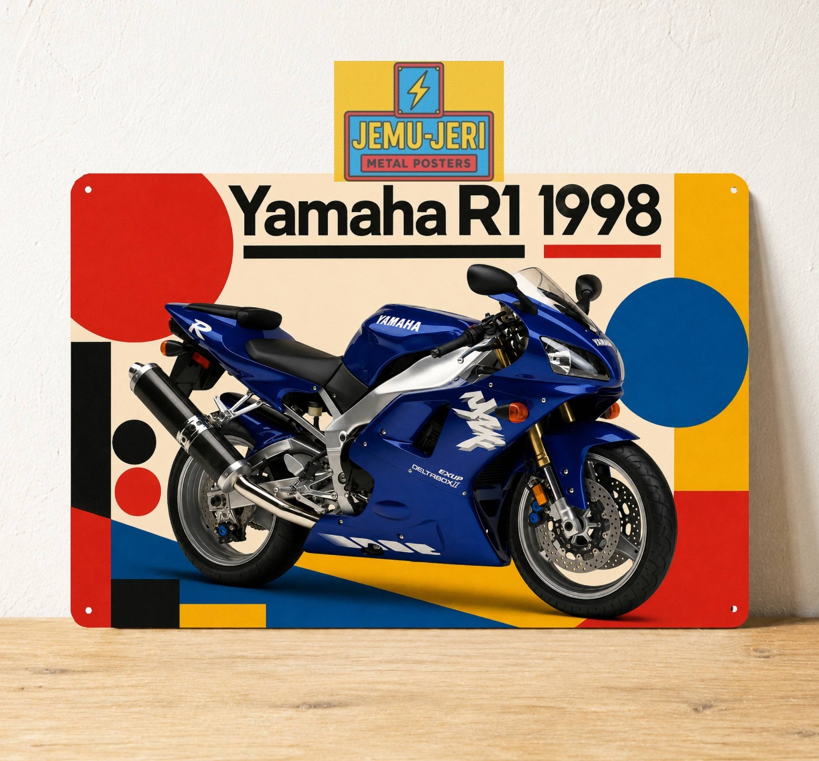 Yamaha R1 1998 Vintage Motorcycle Metal Sign 8x12in Retro Poster