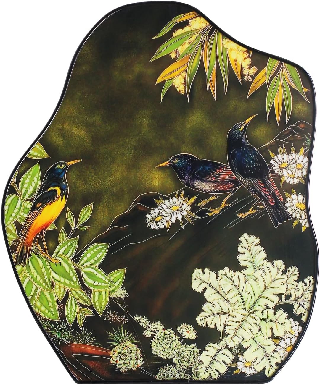Bookshelf decor,Decorative Wall art W/ Tropical Birds & Flowers Design Irregular