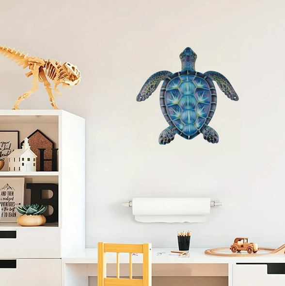 Sea Turtle Metal Wall Art Nautical Decor Indoor Outdoor Hanging Blue