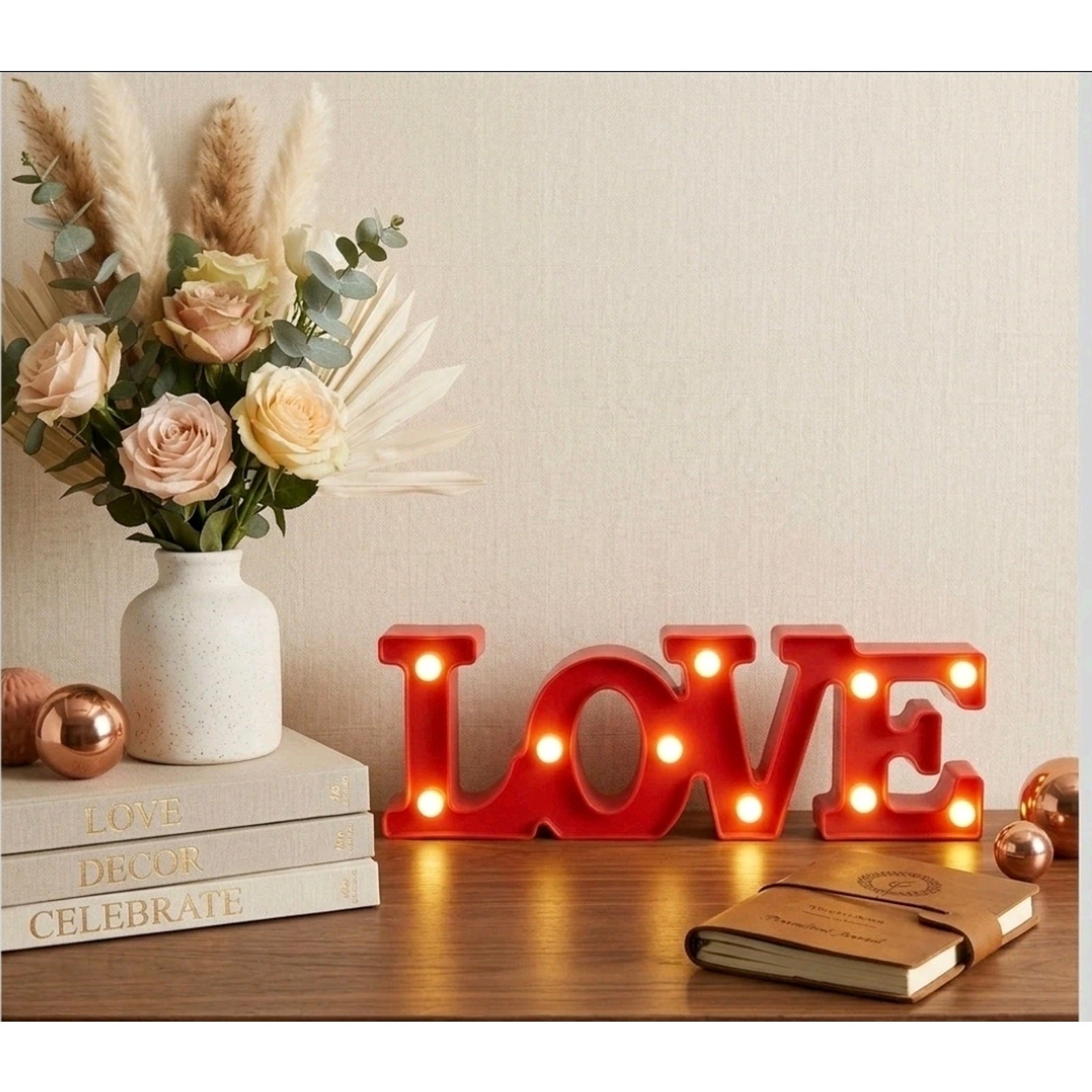 NEW “LOVE” LED Marquee Sign Red Light Up Letter Decor 12” Battery Operated s2
