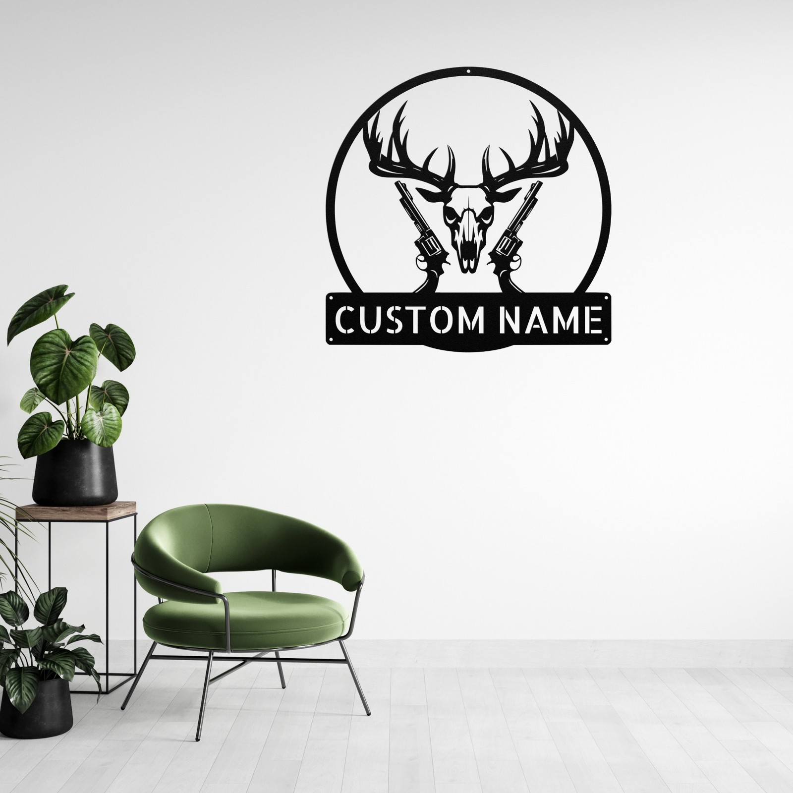 Personalized Deer Skull Hunting Metal Sign Custom Outdoor Decor Gift for Hunters