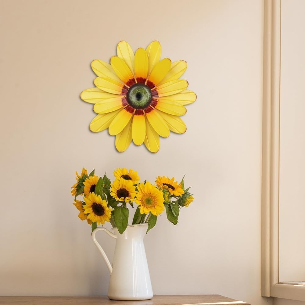 Weather-Resistant 11” Sunflower Garden Decor – Indoor & Outdoor Wall Sculpture