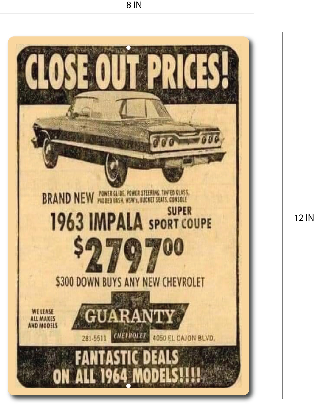 US Vintage Retro Look Tin Sign Impala Adv door Wall Decor Metal Bar Pub Poster