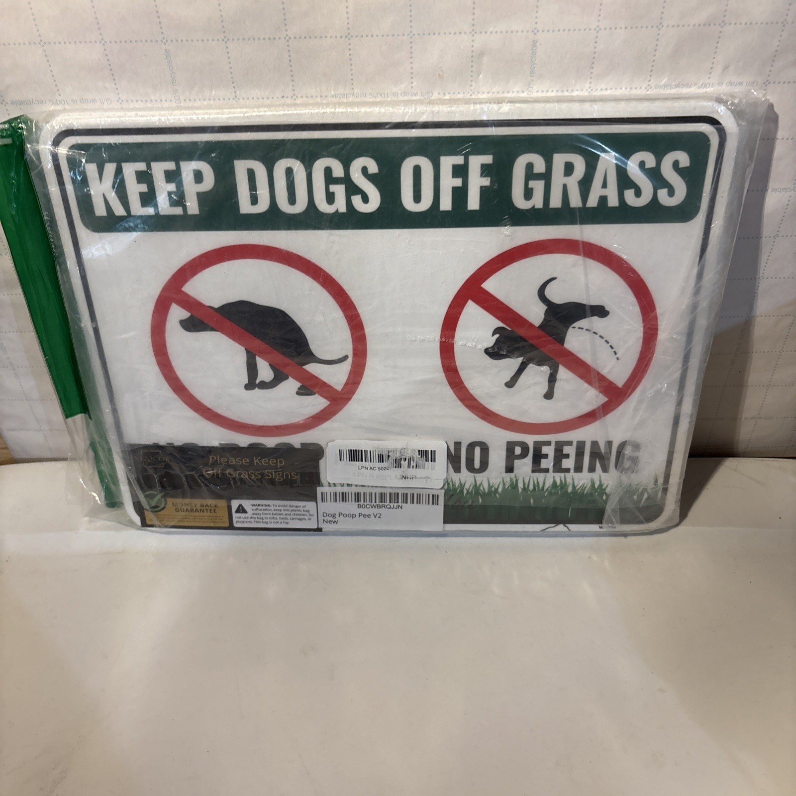 2PC Keep Dogs Off Grass Sign with Stake 12 Inches by 9 Inches – Plastic…