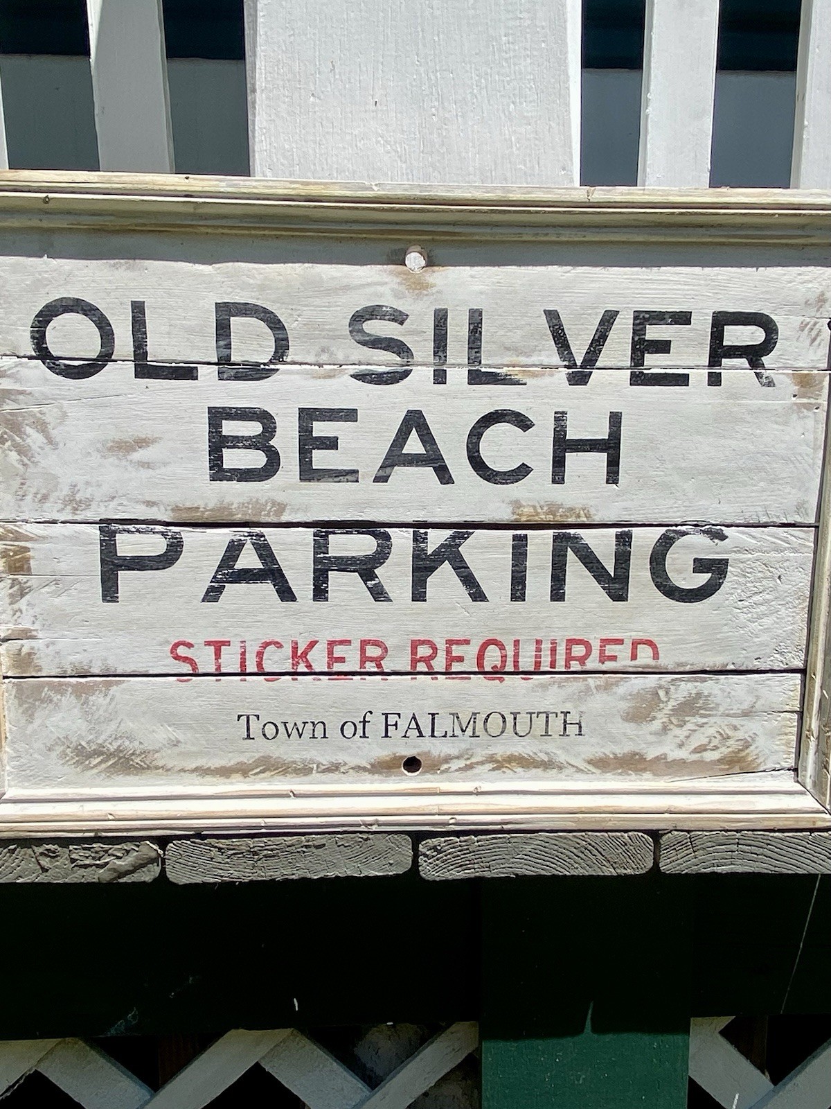 Old Silver Beach Parking Sticker Required Town of Falmouth Painted Wood Sign