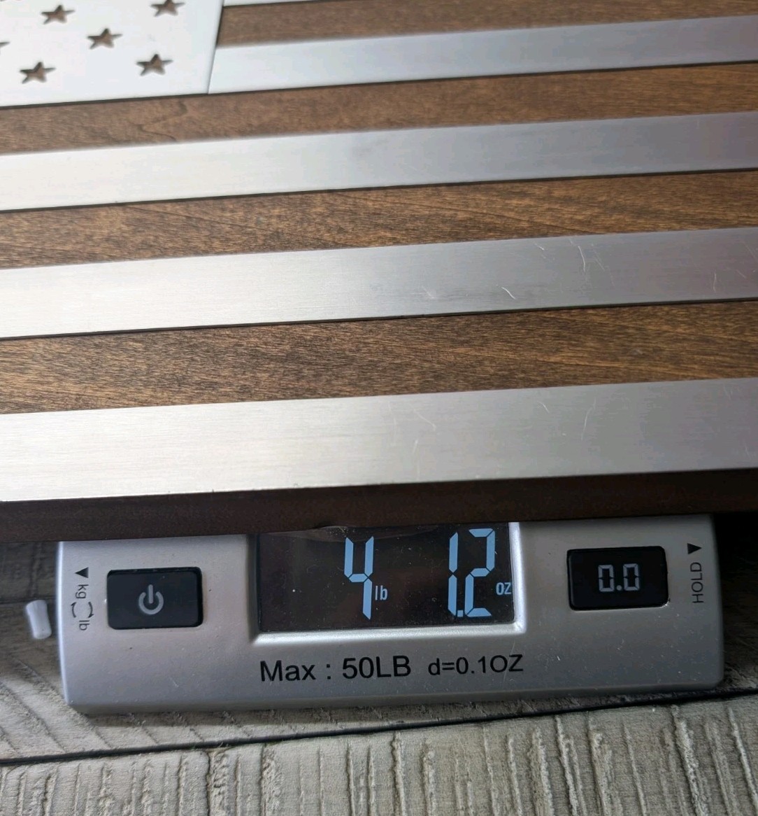 Modern Rustic American Flag Wall Decor Wood & Brushed Metal 21” x 11”