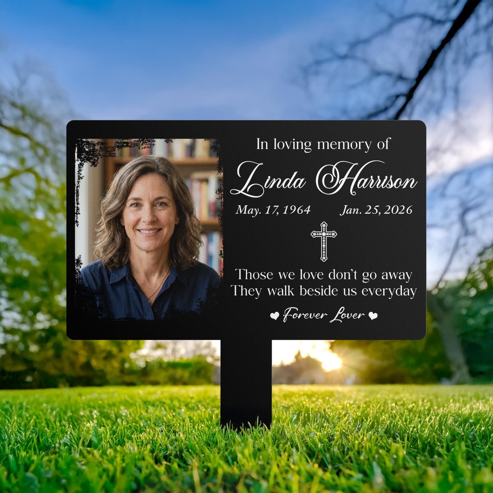 Personalized Photo Memorial Garden Stake, Custom Sympathy Grave Marker Sign