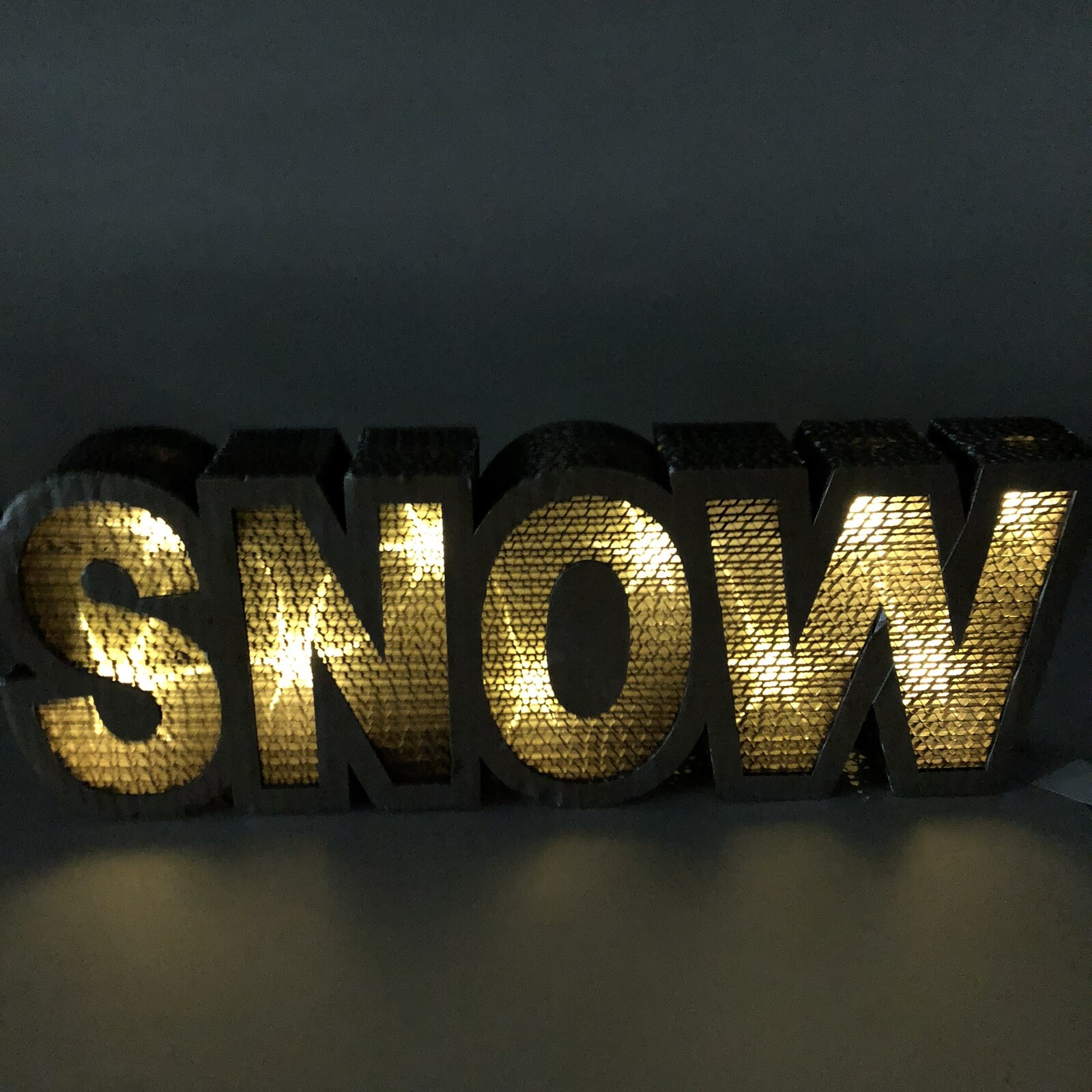 LED Light Paper Marquee Letter Decor SNOW big 3D Display Brown Battery Operated