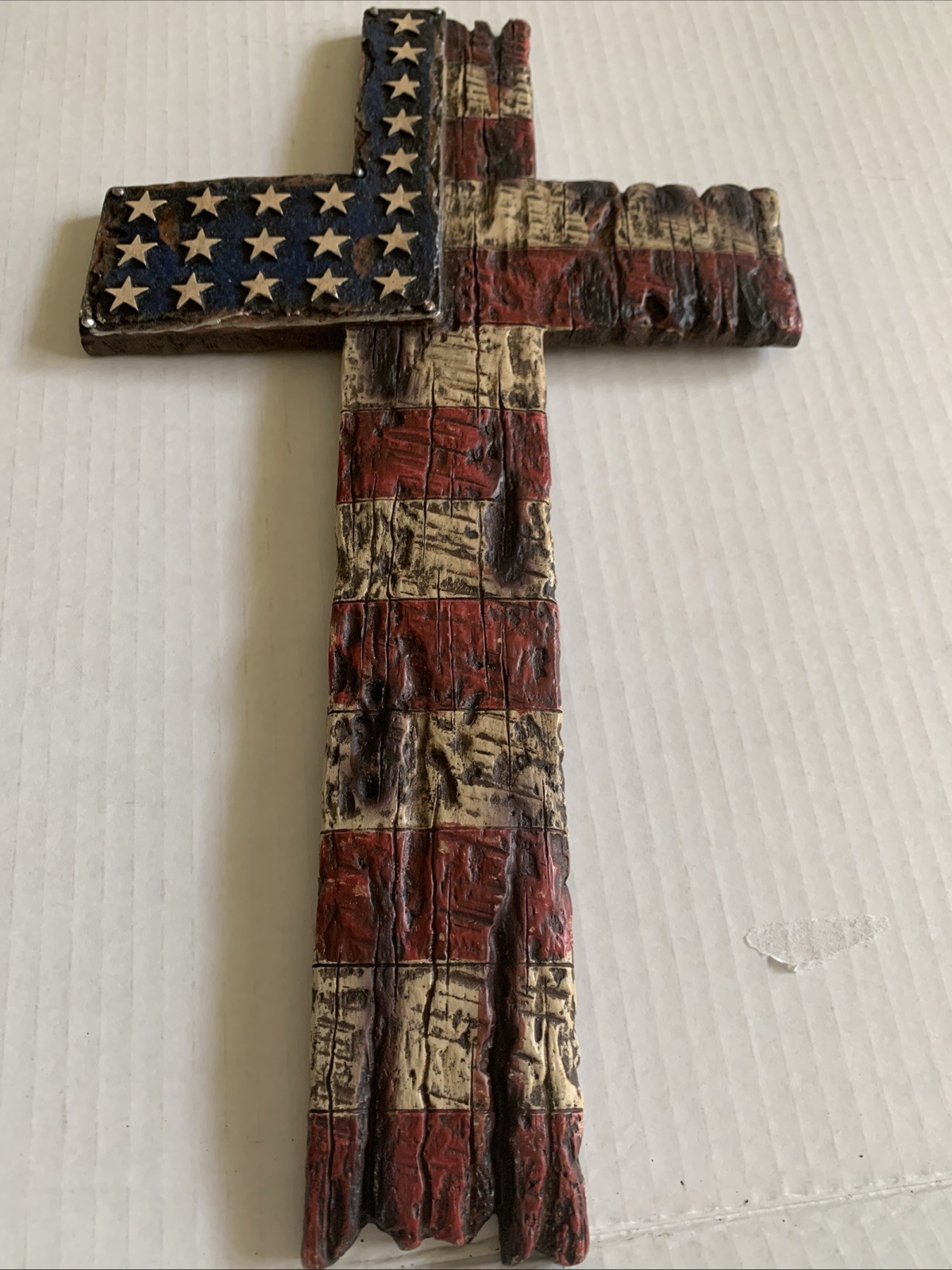 Rustic American Patriotic Flag 8in X 14in Hobby Lobby Wall Hanger Cross Decor