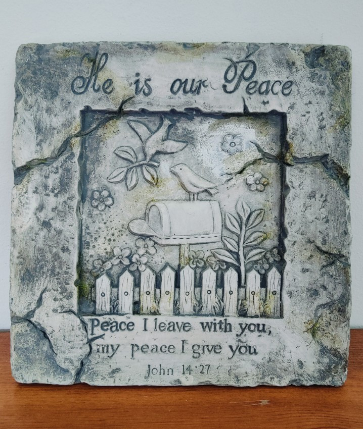 Dicksons Eternal Garden Plaque 7.5″ Scripture John 14:27 Stone Wall Hanging Sign